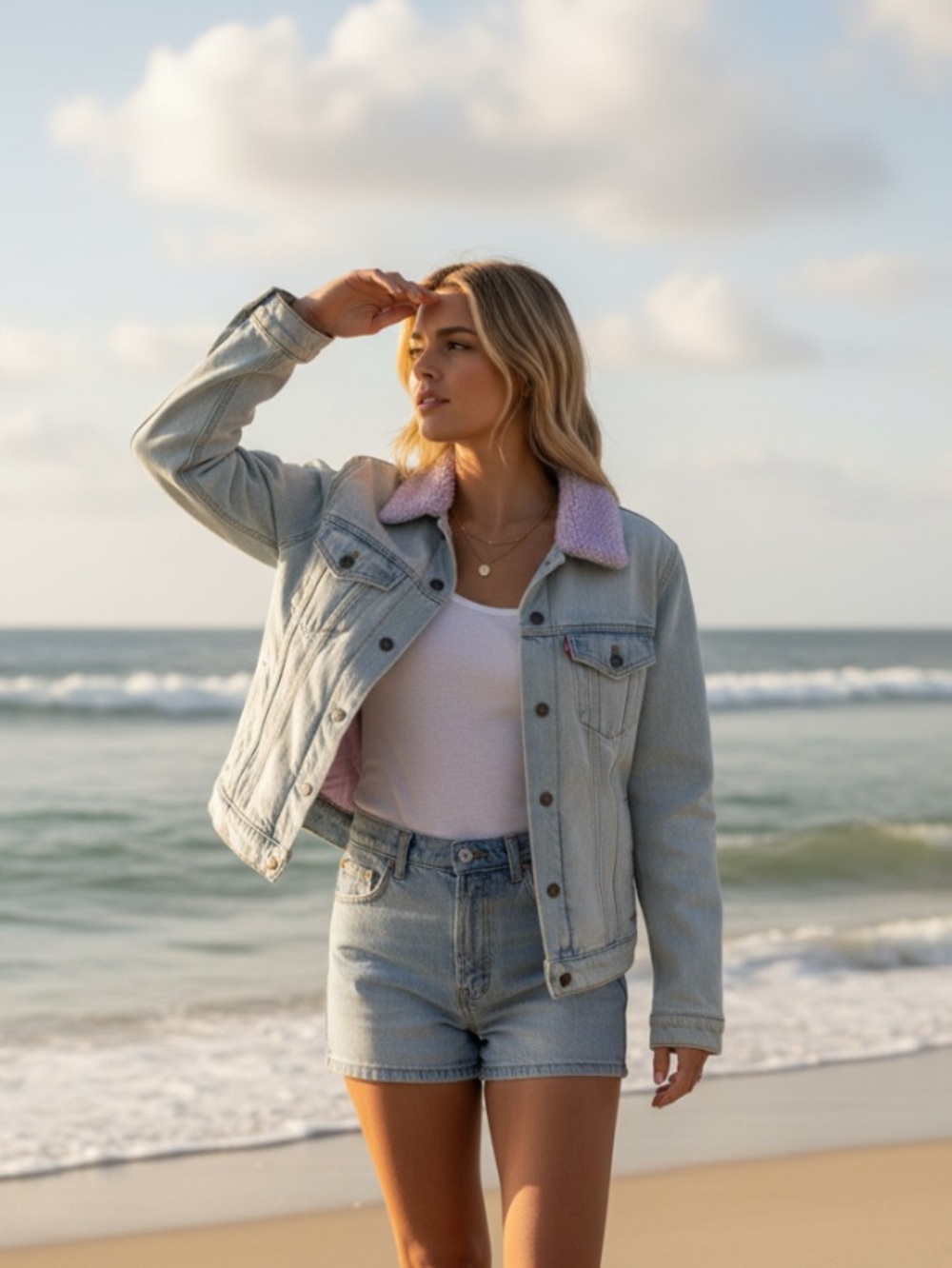 Levi's Denim Jacket with Lavender Shearling Lining